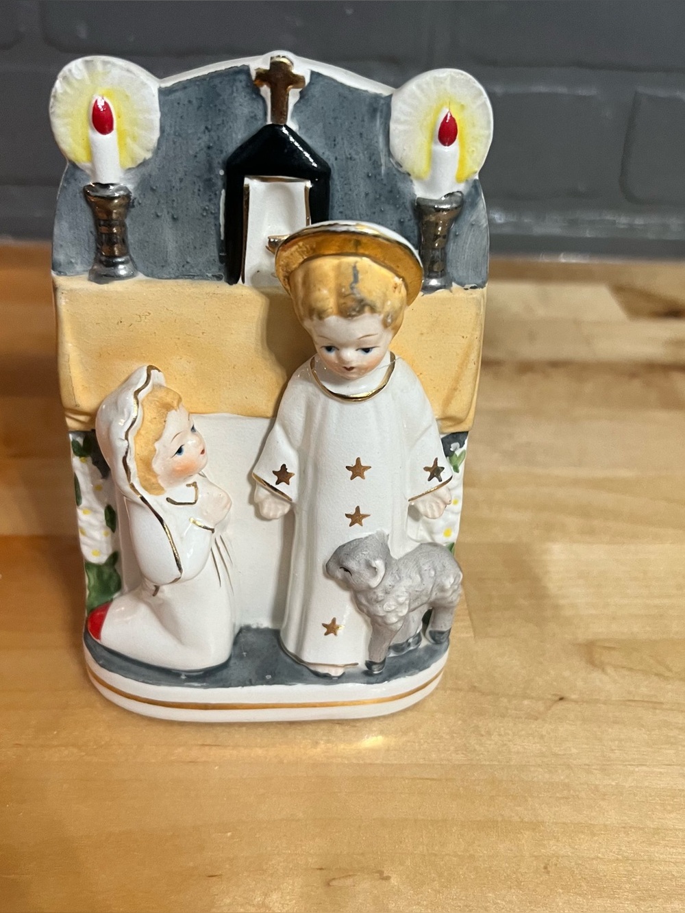 Vintage Ucagco Ceramic Japan Religious Planter Xmas Mid Century Mcm 1950s